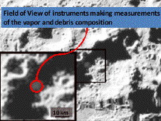 The Visible camera image showing the ejecta plume at about 20 seconds after impact.
