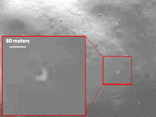 A zoom-in of the fresh Centaur impact as seen in the LCROSS NIR camera.